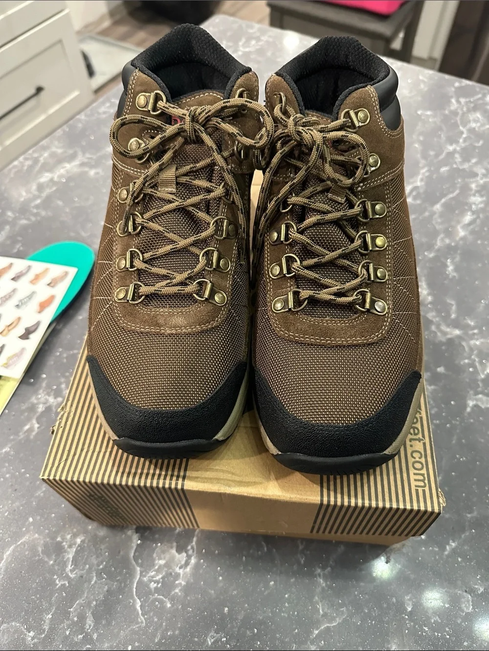 OrthoFeet Men's Brown Orthopedic Outdoor Boots with Black Toe Guard 9.5 wide